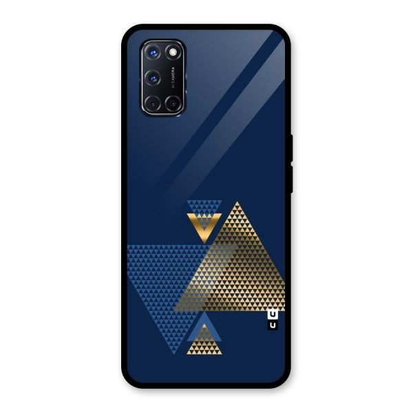 Blue Gold Triangles Glass Back Case for Oppo A52