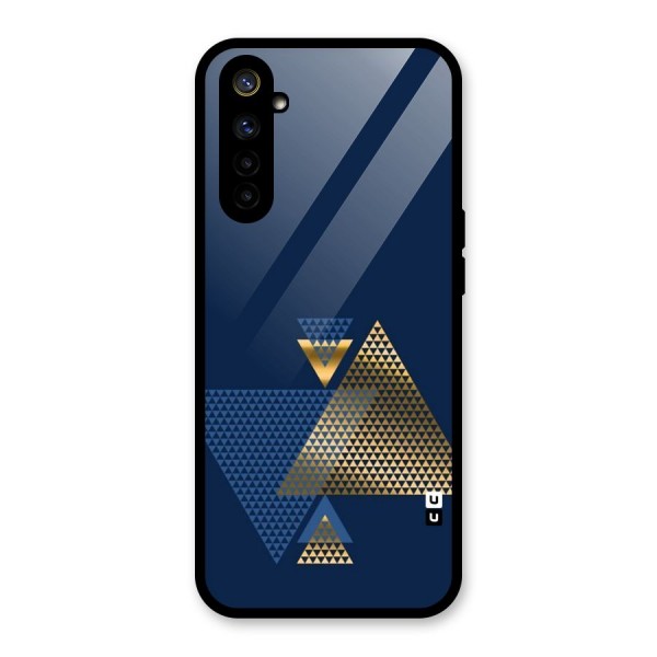 Blue Gold Triangles Glass Back Case for Realme 6