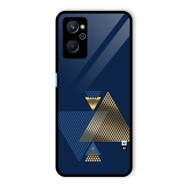 Blue Gold Triangles Glass Back Case for Realme 9i