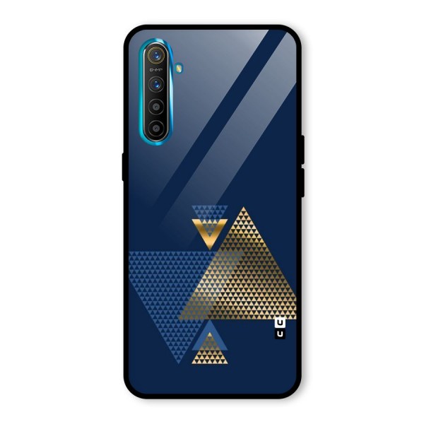 Blue Gold Triangles Glass Back Case for Realme XT