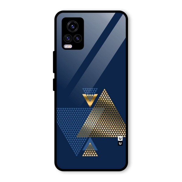 Blue Gold Triangles Glass Back Case for Vivo V20