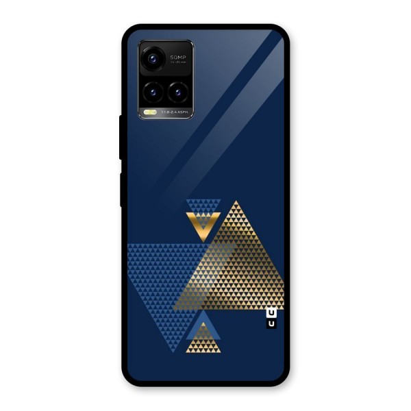 Blue Gold Triangles Glass Back Case for Vivo Y33s