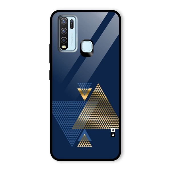 Blue Gold Triangles Glass Back Case for Vivo Y50