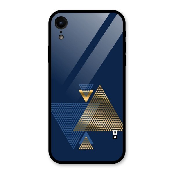 Blue Gold Triangles Glass Back Case for XR