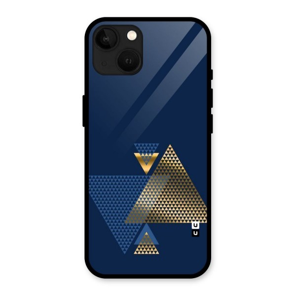 Blue Gold Triangles Glass Back Case for iPhone 13