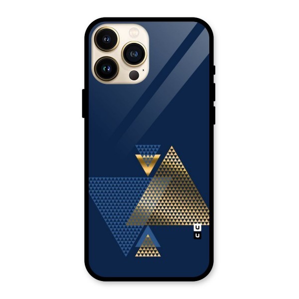Blue Gold Triangles Glass Back Case for iPhone 13 Pro Max