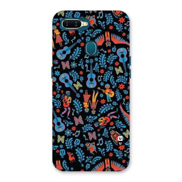 Blue Guitar Pattern Back Case for Oppo A12