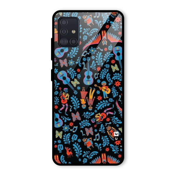 Blue Guitar Pattern Glass Back Case for Galaxy A51