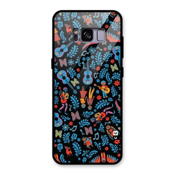 Blue Guitar Pattern Glass Back Case for Galaxy S8