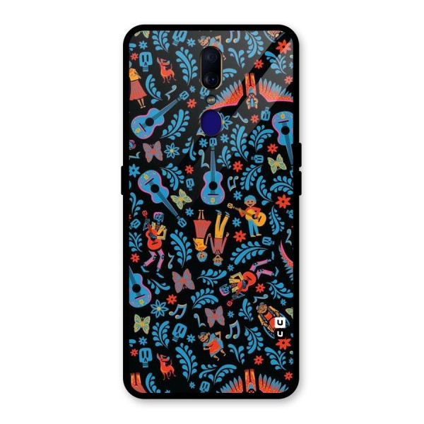 Blue Guitar Pattern Glass Back Case for Oppo F11