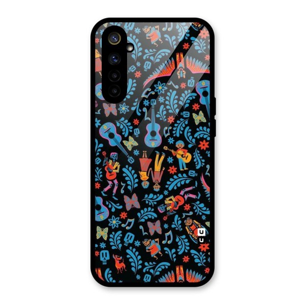 Blue Guitar Pattern Glass Back Case for Realme 6