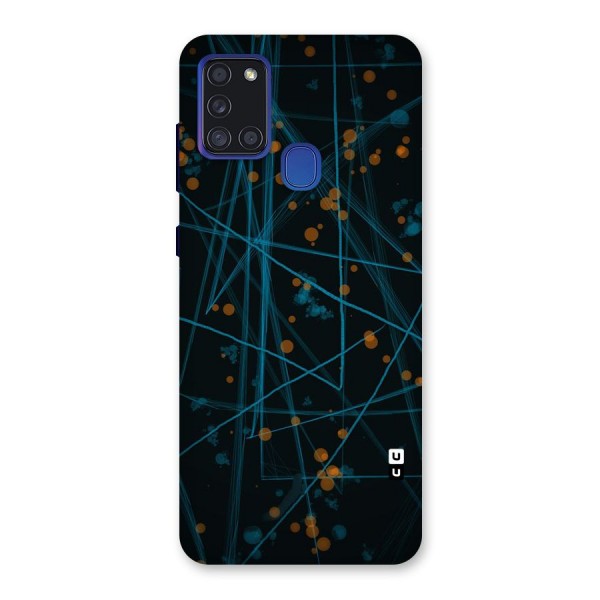 Blue Lines Gold Dots Back Case for Galaxy A21s