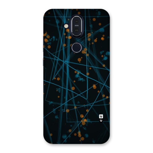 Blue Lines Gold Dots Back Case for Nokia 8.1