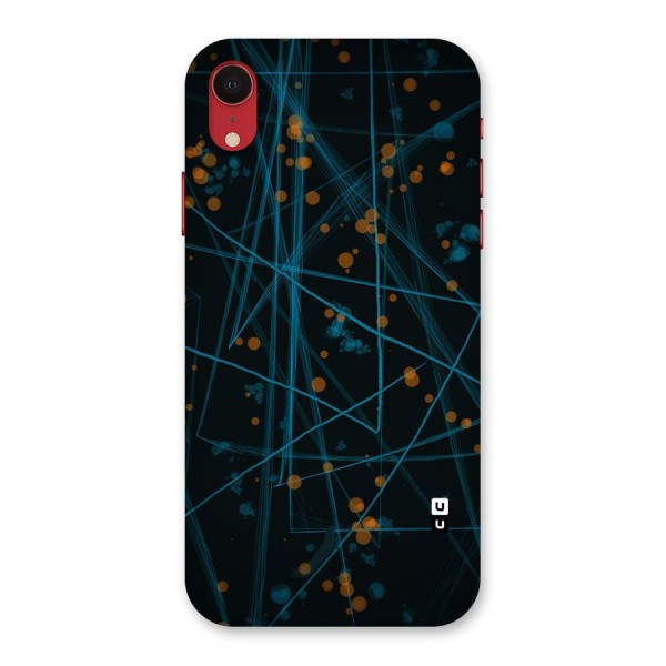 Blue Lines Gold Dots Back Case for iPhone XR