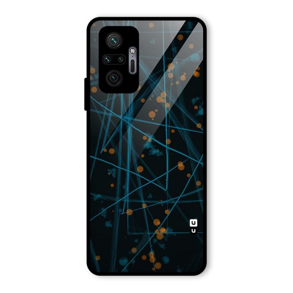 Blue Lines Gold Dots Glass Back Case for Redmi Note 10 Pro Max