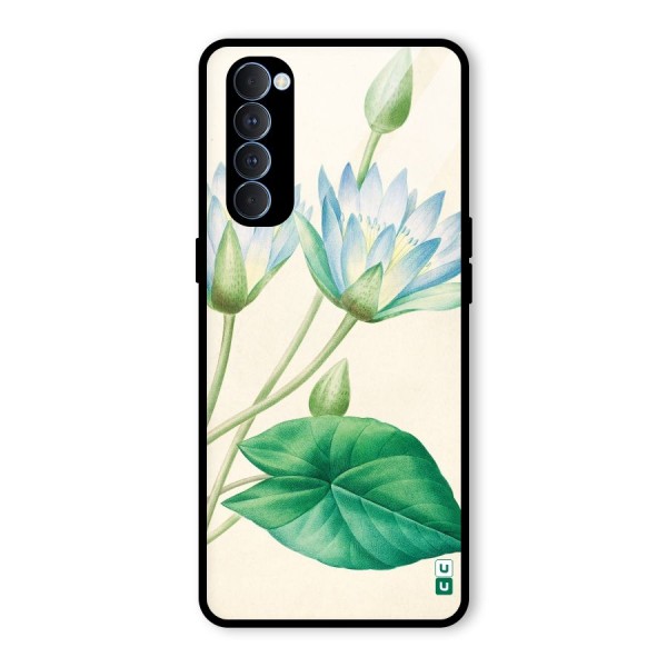 Blue Lotus Glass Back Case for Oppo Reno4 Pro