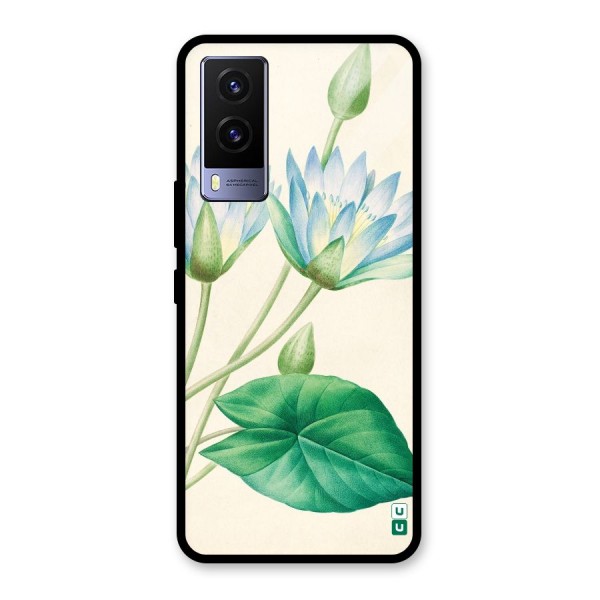 Blue Lotus Glass Back Case for Vivo V21e 5G