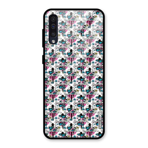 Blue Pink Pattern Glass Back Case for Galaxy A50s