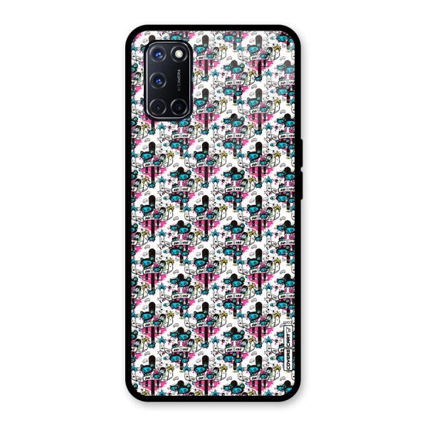 Blue Pink Pattern Glass Back Case for Oppo A52