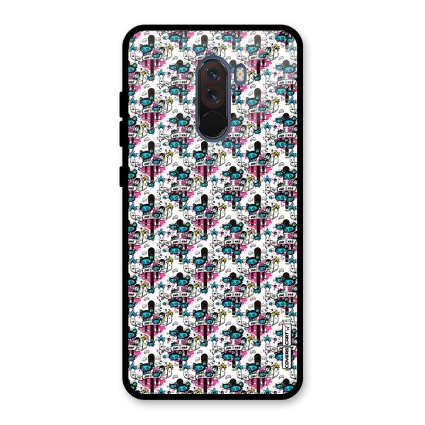 Blue Pink Pattern Glass Back Case for Poco F1