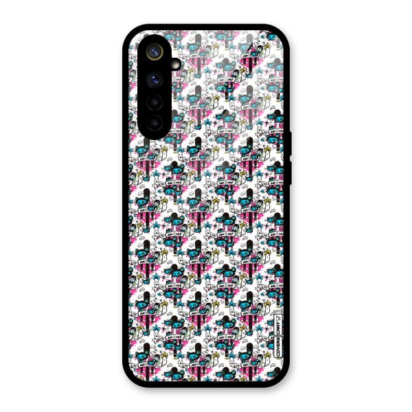 Blue Pink Pattern Glass Back Case for Realme 6