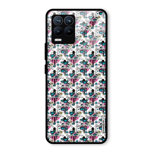 Blue Pink Pattern Glass Back Case for Realme 8