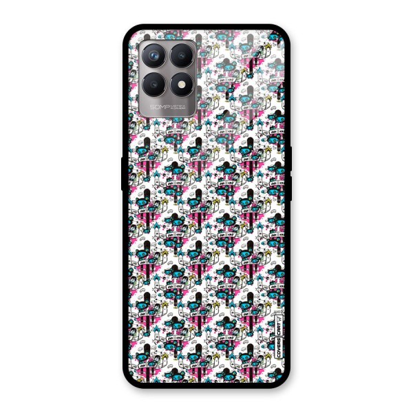 Blue Pink Pattern Glass Back Case for Realme 8i