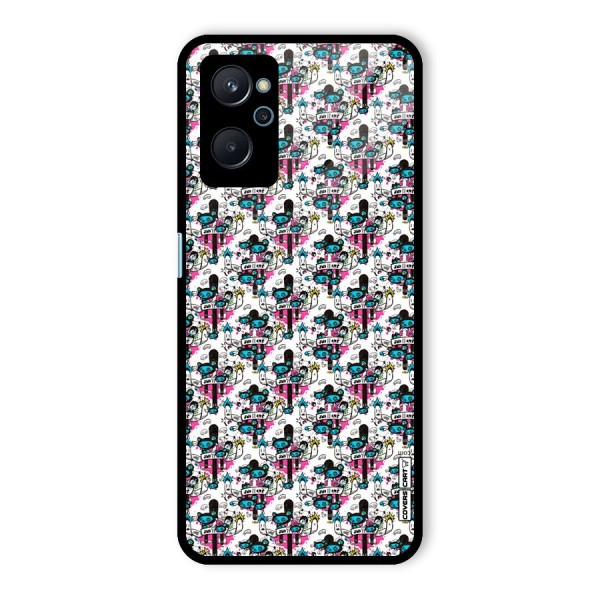 Blue Pink Pattern Glass Back Case for Realme 9i