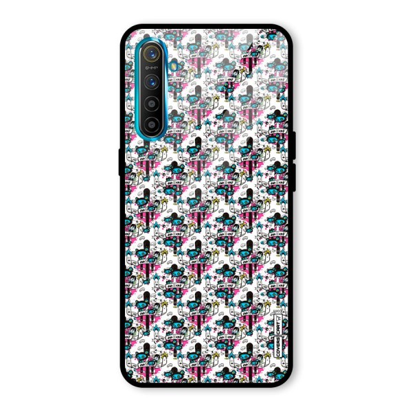 Blue Pink Pattern Glass Back Case for Realme XT