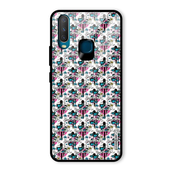 Blue Pink Pattern Glass Back Case for Vivo Y12