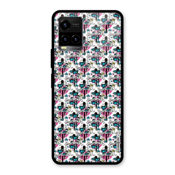 Blue Pink Pattern Glass Back Case for Vivo Y21A