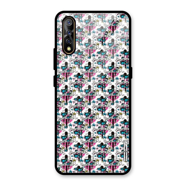 Blue Pink Pattern Glass Back Case for Vivo Z1x