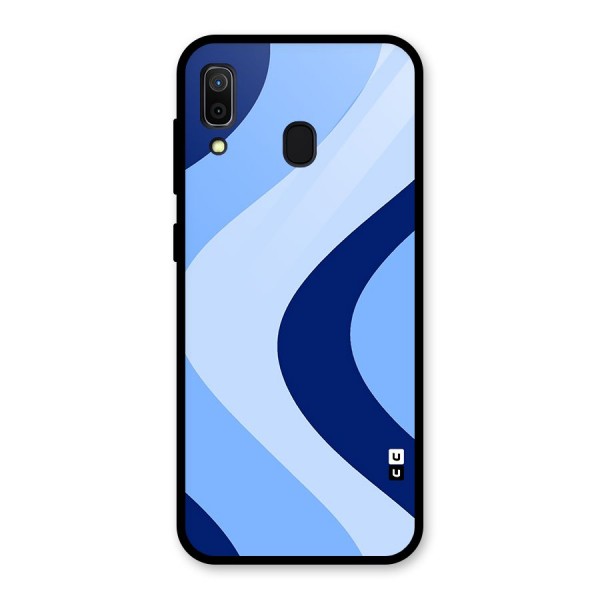 Blue Shade Curves Glass Back Case for Galaxy A30