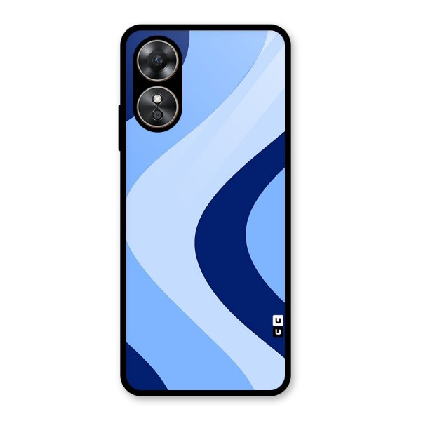 Blue Shade Curves Glass Back Case for Oppo A17