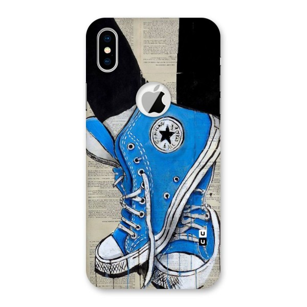 Blue Shoes Back Case for iPhone XS Logo Cut