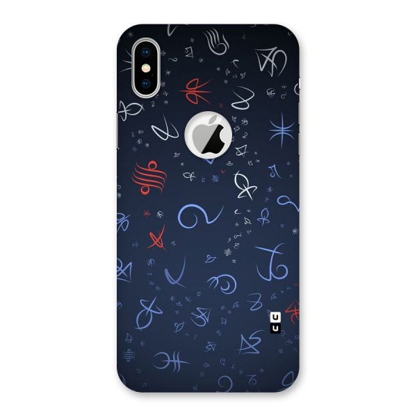 Blue Symbols Back Case for iPhone XS Logo Cut