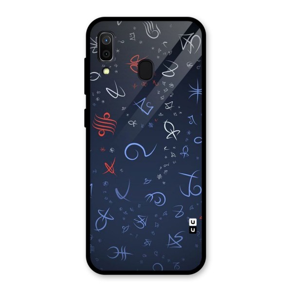 Blue Symbols Glass Back Case for Galaxy A30