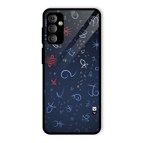 Blue Symbols Glass Back Case for Galaxy F23