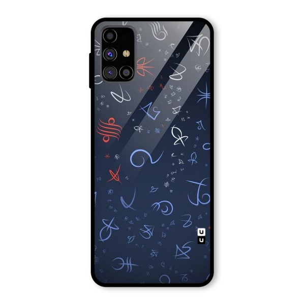 Blue Symbols Glass Back Case for Galaxy M31s