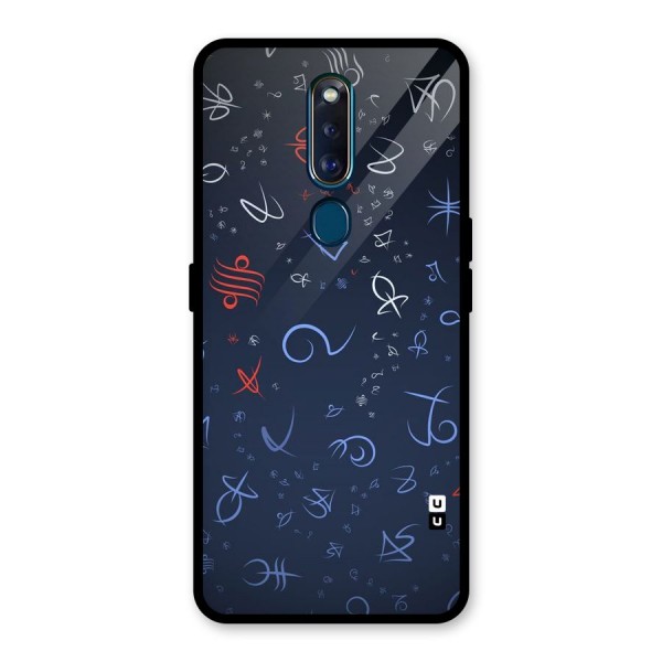 Blue Symbols Glass Back Case for Oppo F11 Pro