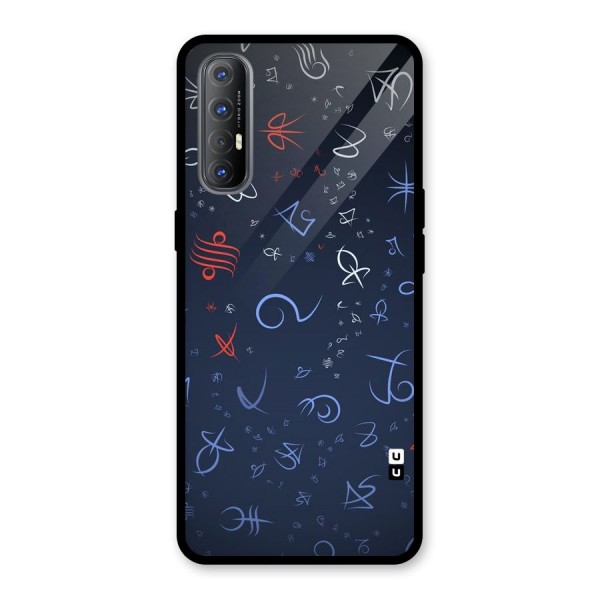 Blue Symbols Glass Back Case for Oppo Reno3 Pro