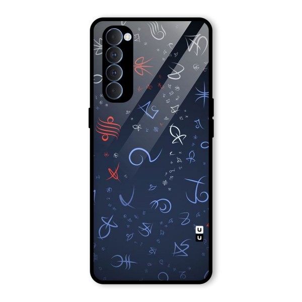 Blue Symbols Glass Back Case for Oppo Reno4 Pro