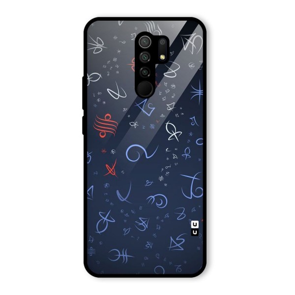 Blue Symbols Glass Back Case for Redmi 9 Prime