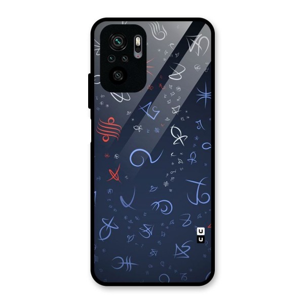 Blue Symbols Glass Back Case for Redmi Note 10