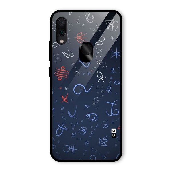 Blue Symbols Glass Back Case for Redmi Note 7