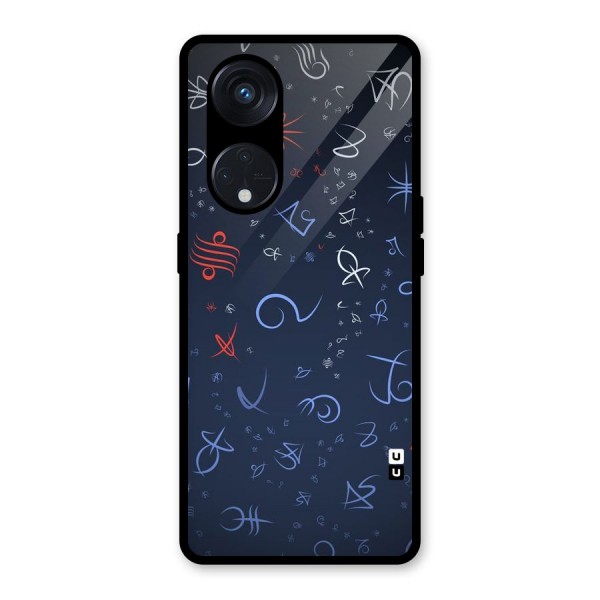 Blue Symbols Glass Back Case for Reno8 T 5G