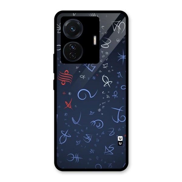 Blue Symbols Glass Back Case for Vivo T1 Pro