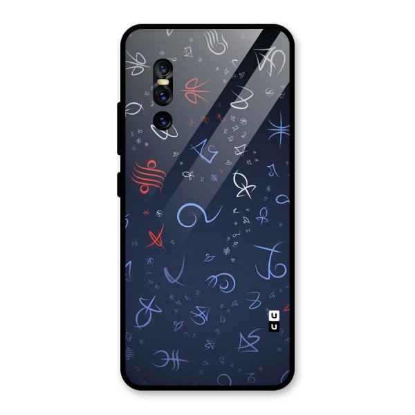 Blue Symbols Glass Back Case for Vivo V15 Pro