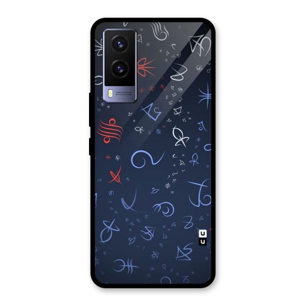 Blue Symbols Glass Back Case for Vivo V21e 5G