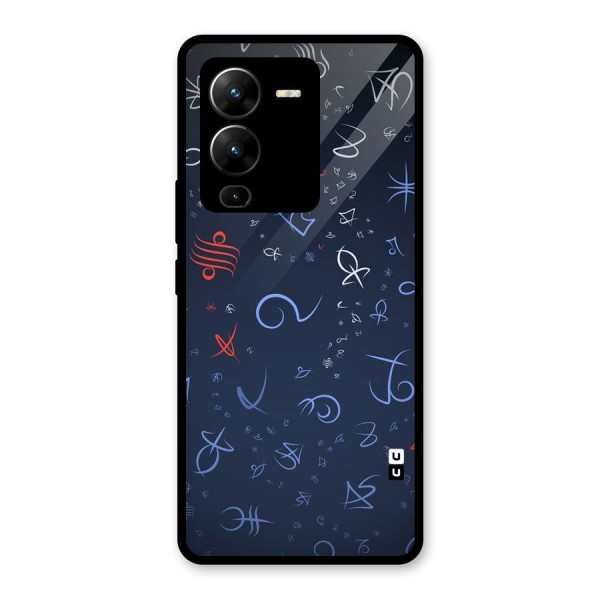 Blue Symbols Glass Back Case for Vivo V25 Pro